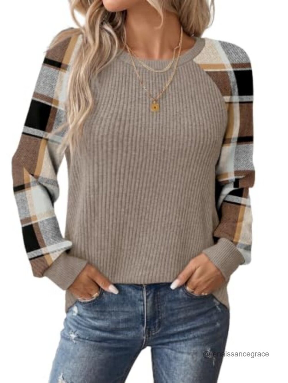 Womens Long Sleeve Ribbed Knit Top Crewneck Casual Fall Winter Layering Shirt